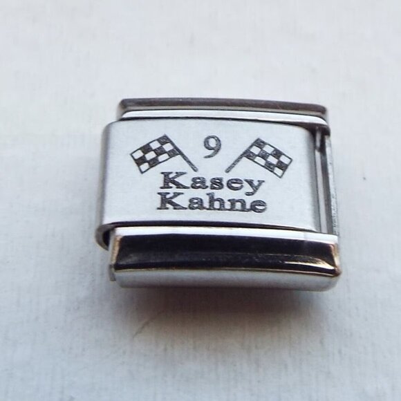 Kasey Kahne 9 Nascar flags laser 9mm stainless steel italian charm link new - Picture 1 of 2
